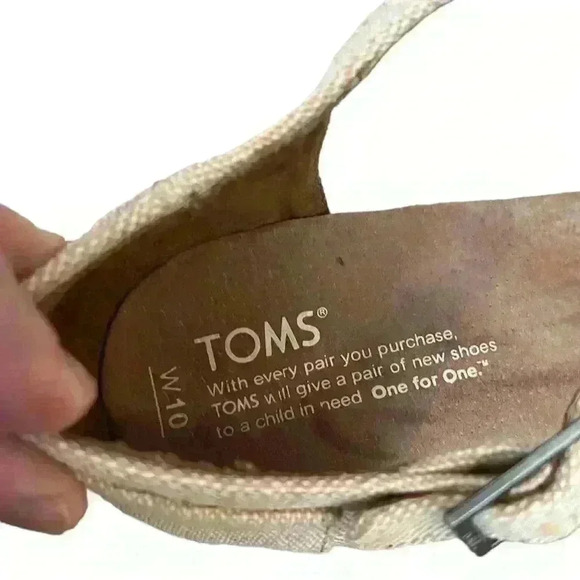 TOMS Wedge Sandals Cork Oatmeal Burlap Criss Cross Sienna Platform Women’s S 10 - Picture 5 of 6